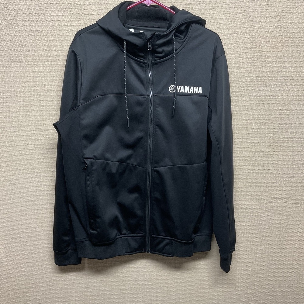 Vintage Yamaha Racing Fleece Lined Jacket Women's Size L Black Hooded Softshelf